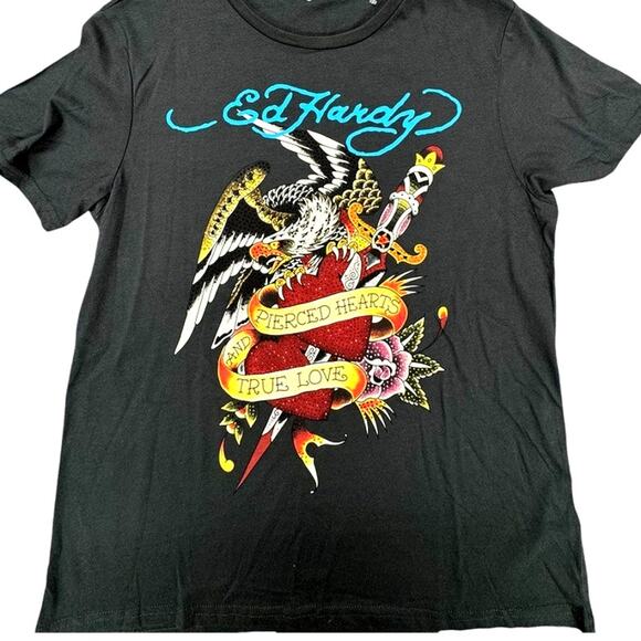 Ed Hardy Other - Ed Hardy Embellished T-Shirt, Eagle Dagger, Heart, True Love